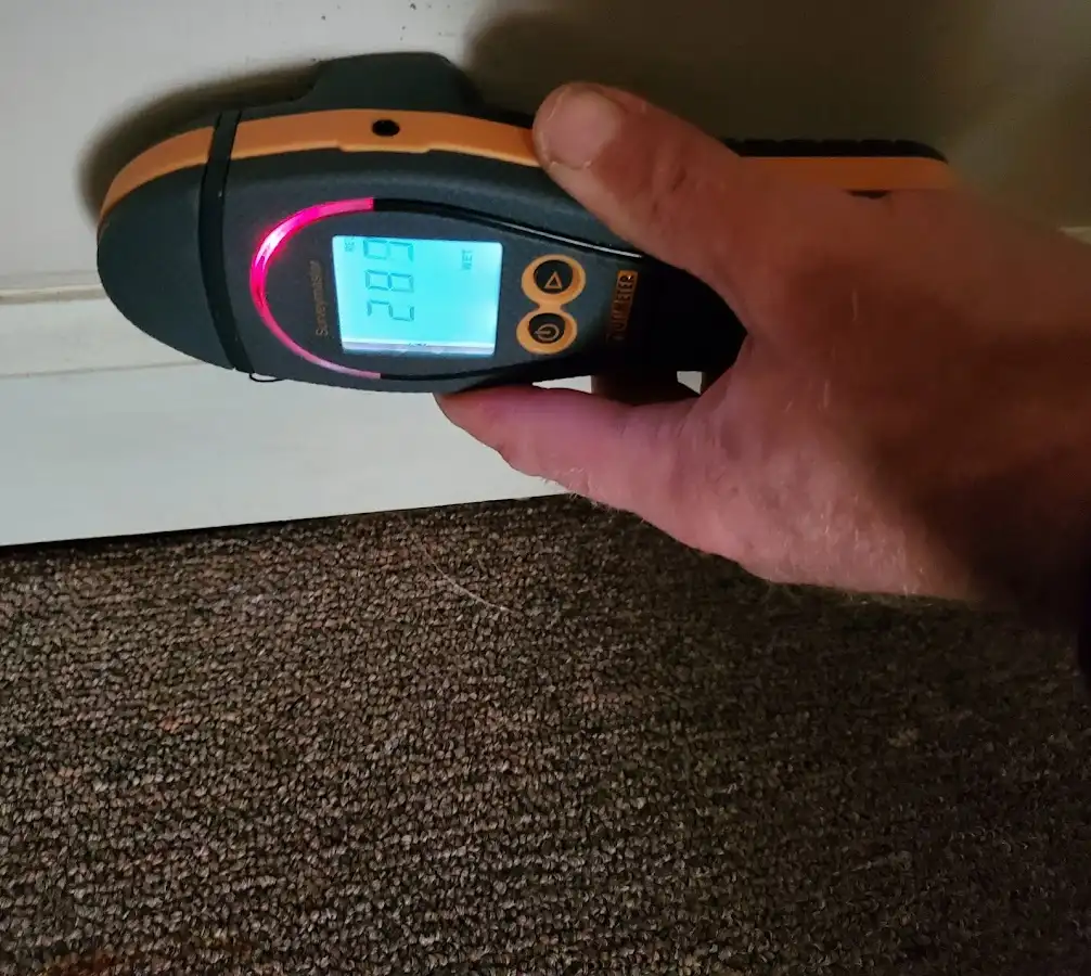 Moisture detection at baseboard during Mold Inspection & Testing in Stoughton